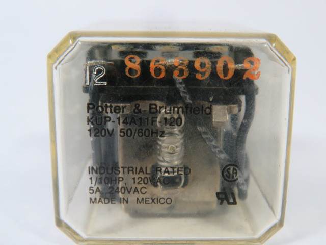 Potter & Brumfield KUP14A11F120 Relay 120 Volt 50/60 Hz USED